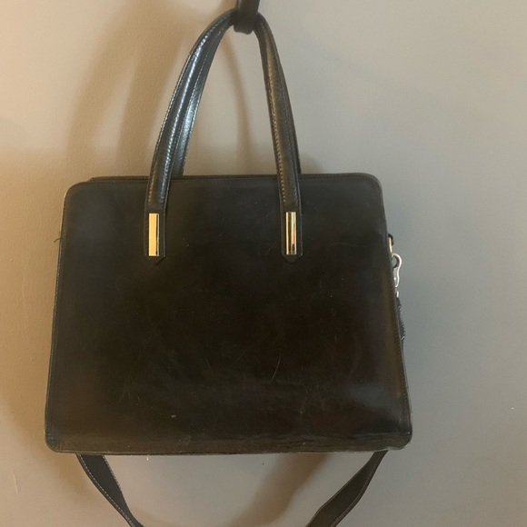 Genuine leather top handle structured bag Black Leather Handbag - Picture 4 of 7